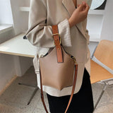 Vintage Crossbody Bucket Bag Leather Handbag Purse