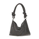 Crystal Rhinestone Clutch Purse Silver Evening Bag for Women
