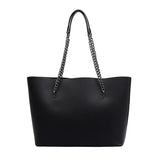 Female PU Handle Bag Solid Chain Shoulder Bag