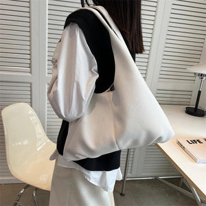 Soft PU Large Handbags Women's Shopper Big Tote Splicing Suture Shoulder Bags