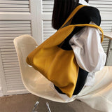 Soft PU Large Handbags Women's Shopper Big Tote Splicing Suture Shoulder Bags