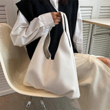 Soft PU Large Handbags Women's Shopper Big Tote Splicing Suture Shoulder Bags