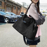Corduroy Shoulder Bag for Women Zipper Handbag Large Capacity Tote
