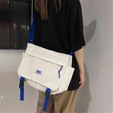 Women Shoulder Bag Nylon Messenger Bag Large Capacity Canva Solid Handbag