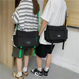 Women Shoulder Bag Nylon Messenger Bag Large Capacity Canva Solid Handbag
