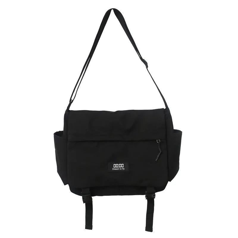 Women Shoulder Bag Nylon Messenger Bag Large Capacity Canva Solid Handbag