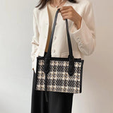 Women Summer Leather Plaid Totes Shoulder Bags Top-handle Bags