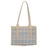 Women Summer Leather Plaid Totes Shoulder Bags Top-handle Bags