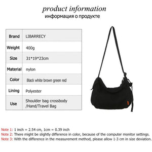 Korea Women's Bag Zipper Handbags Nylon Waterproof Totes