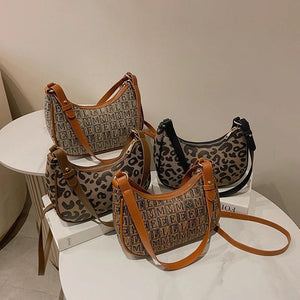 Leopard Print Shoulder Messenger Bag Crossbody Bag PU Leather Women Handbag