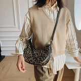 Leopard Print Shoulder Messenger Bag Crossbody Bag PU Leather Women Handbag