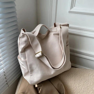 Female Minimalist Canvas Work Laptop Shoulder Bag