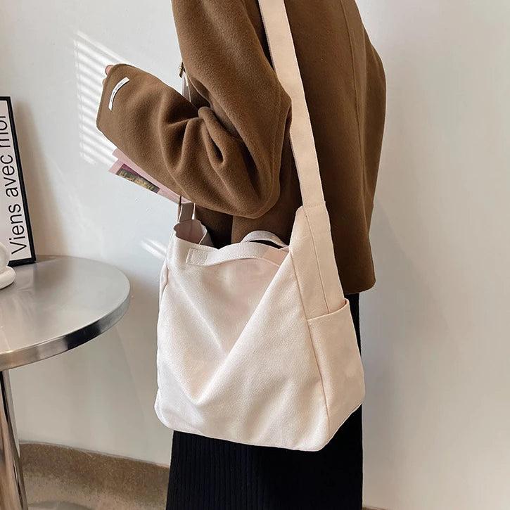 Female Minimalist Canvas Work Laptop Shoulder Bag