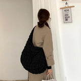 Casual Large Capacity Tote Shoulder Bags Ruched Handbag Nylon Crossbody Bag