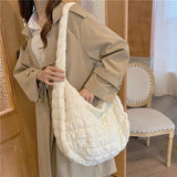 Casual Large Capacity Tote Shoulder Bags Ruched Handbag Nylon Crossbody Bag