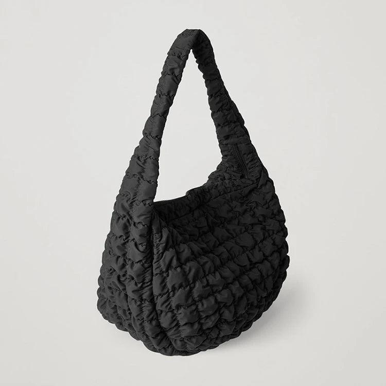 Casual Large Capacity Tote Shoulder Bags Ruched Handbag Nylon Crossbody Bag