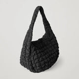 Casual Large Capacity Tote Shoulder Bags Ruched Handbag Nylon Crossbody Bag