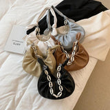 Half Moon Shoulder Bag Underarm PU Leather Chain Handbag