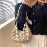 Half Moon Shoulder Bag Underarm PU Leather Chain Handbag