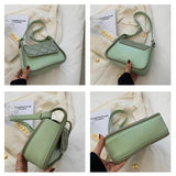 Women's PU Leather Crossbody Bag Square Shoulder Bag Yellow Khaki