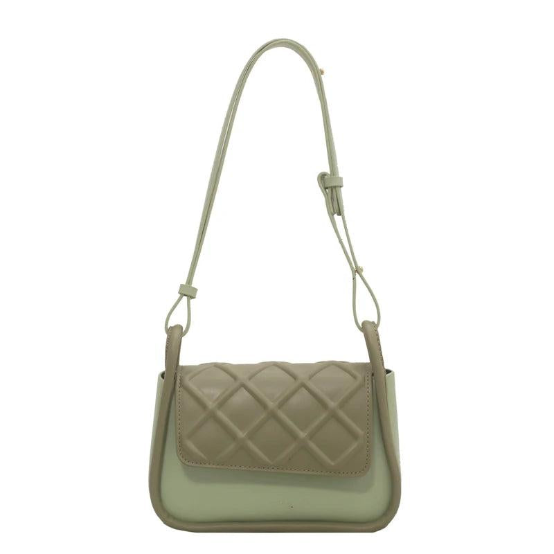 Women's PU Leather Crossbody Bag Square Shoulder Bag Yellow Khaki