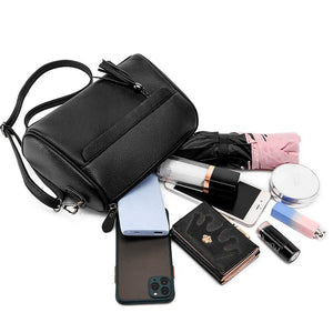 High Capacity Cowhide Leather Women Shoulder Bag