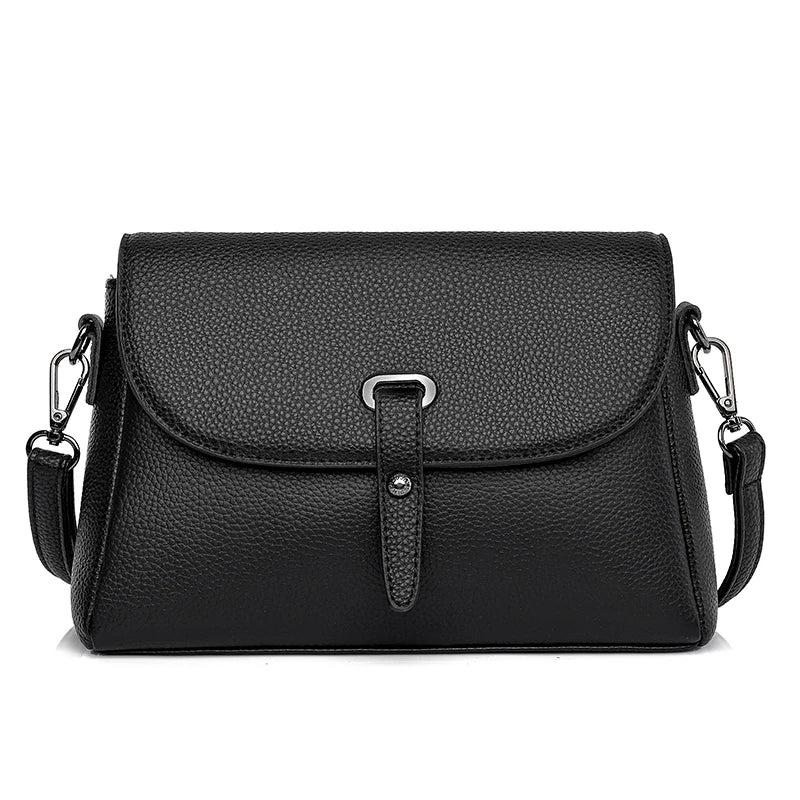 High Capacity Cowhide Leather Crossbody Bag for Women