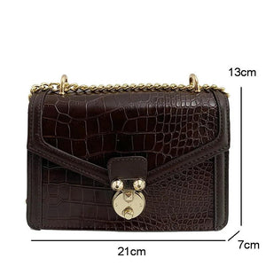 Vintage Crocodile Pattern Lock Shoulder Bag Women Crossbody Bag