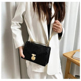 Vintage Crocodile Pattern Lock Shoulder Bag Women Crossbody Bag