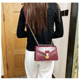 Vintage Crocodile Pattern Lock Shoulder Bag Women Crossbody Bag