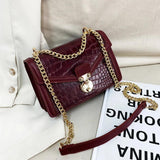 Vintage Crocodile Pattern Lock Shoulder Bag Women Crossbody Bag