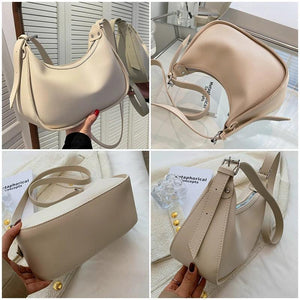 Women's PU Leather Shoulder Bag Large Messenger Beige