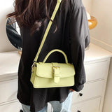 Women's PU Leather Messenger Bag Green Khaki