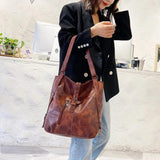 Retro Large Capacity Shoulder Bags PU Leather Motorcycle Bag