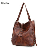 Retro Large Capacity Shoulder Bags PU Leather Motorcycle Bag