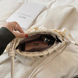 Pleated Crossbody Bag Square PU Leather Bag Yellow