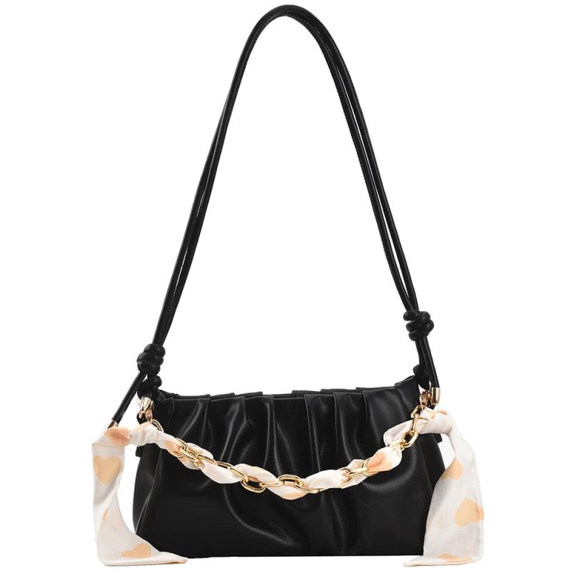 Pleated Crossbody Bag Square PU Leather Bag Yellow