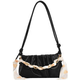 Pleated Crossbody Bag Square PU Leather Bag Yellow