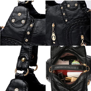 Women Soft PU Leather Handbags High Ladies Tote Bag Vintage Messenger Bag