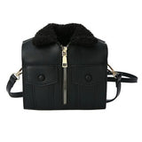 Winter Women Crossbody Bag Plush Collar Shoulder Bag Funny Suit Clothes Shape