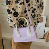 Purple PU Leather Female Shoulder Bag Messenger Solid