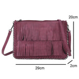 Women Tassel Messenger Bag Chain Weave Clutch Envelope Bag