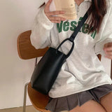 Large Capacity Women Shoulder Bag PU Leather Bucket Bag