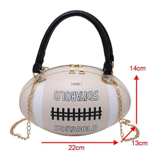 Hip-Hop Chain Crossbody Bag Funny Rugby Barrel-Shape Ladies Shoulder Bags