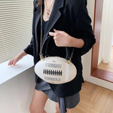Hip-Hop Chain Crossbody Bag Funny Rugby Barrel-Shape Ladies Shoulder Bags