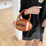 Hip-Hop Chain Crossbody Bag Funny Rugby Barrel-Shape Ladies Shoulder Bags
