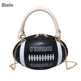 Hip-Hop Chain Crossbody Bag Funny Rugby Barrel-Shape Ladies Shoulder Bags