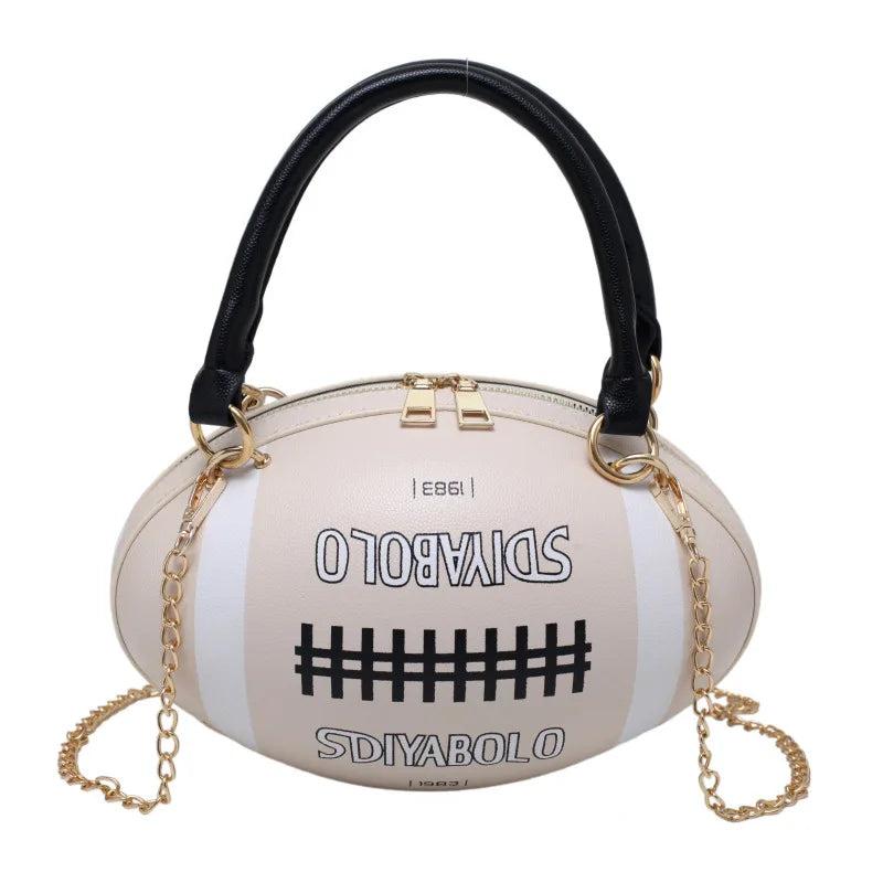 Hip-Hop Chain Crossbody Bag Funny Rugby Barrel-Shape Ladies Shoulder Bags