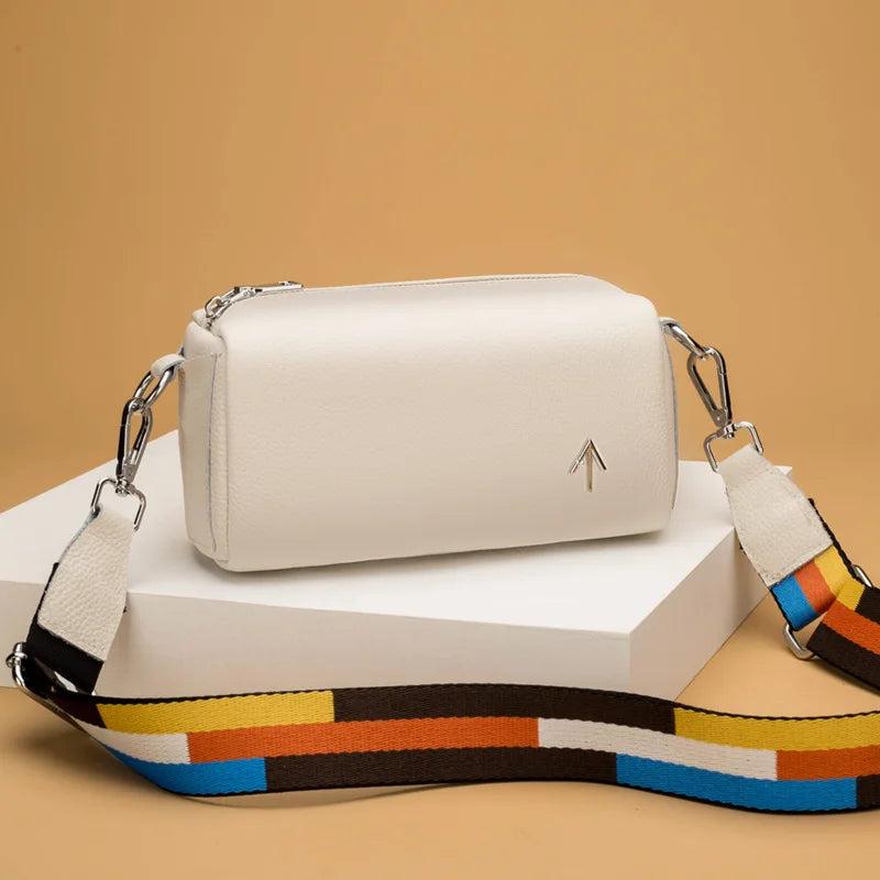 Colorful Crossbody Bag with Wide Strap Soft PU Leather