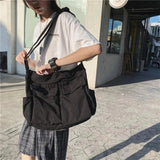 Canvas Crossbody Bag for Women Solid Color Casual Large Shoulder Bag